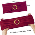 Burgundy Chair Sashes 50 Pack with Gold Buckle Slider, Spandex Wine Red Chair Bands Bows for Folding Chairs Wedding Party Banquet Décor - Image 5
