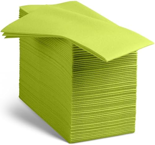 Linen-Feel Colored Paper Napkins - Decortive Cloth-Like Pastel Green Dinner Napkins - Soft And Absorbent. For Kitchen, Party, Wedding, Bathroom Or Any Occasion. (Pack of 100) by BloominGoods