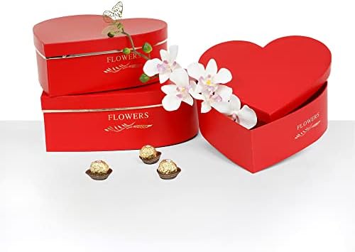 UNIKPACKAGING Set of 3, Heart Shaped Flower/Gift Boxes (Red) by UNIKPACKAGING