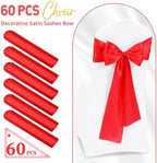 60 PCS Red Satin Chair Sashes, 7 x 108 Inch - Image 2