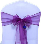 Pack of 100 Organza Chair Sashes for Wedding & Event Décor – Dark Purple - Image 2