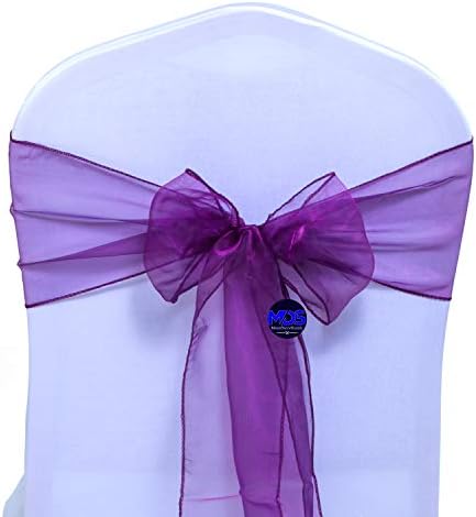 Pack of 100 Organza Chair Sashes for Wedding & Event Décor – Dark Purple - Image 2