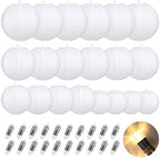 LIHAO 20PCS White Paper Lanterns with Lights, Round Hanging by LIHAO