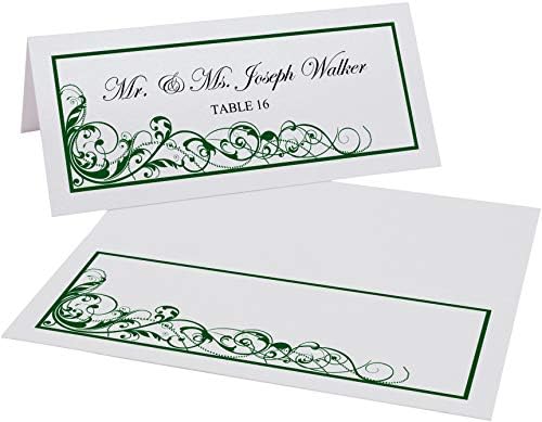 Scribble Vintage Swirl Printable Place Cards, Hunter Green, Set of 150 (25 - Image 2