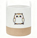 Owl Laundry Basket, Large Cotton Rope Hamper for Nursery by Goodheim