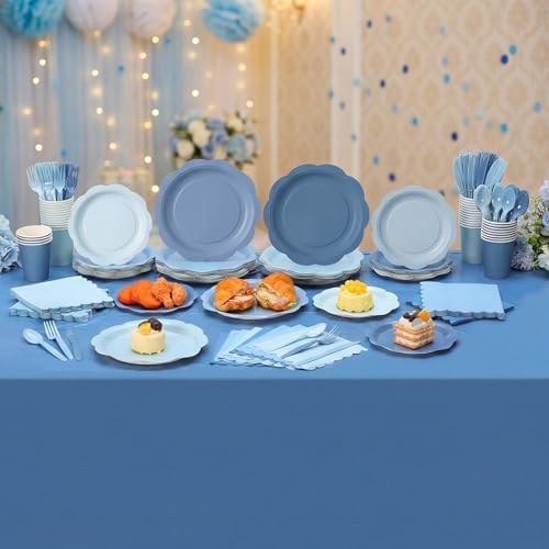 Potchen 392 Pcs Dusty Blue Gradient Party Supplies Tableware Set Serves 48 - Image 5