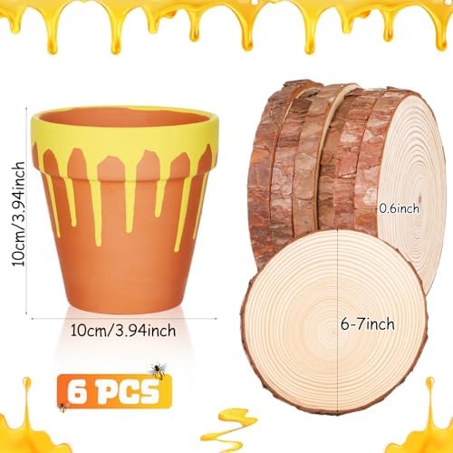 Yungyan 6 Pcs Wood Slices for Centerpieces and 6 Pcs Honey Pots - Image 3