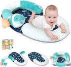 4 in 1 Tummy Time Mat with Educational Cards, Play Mat & Sitting Support for Newborn 0-12 Months, Infant Baby Sit Me Up Floor Seat, Sensory Skills Gifts, Green Whale by Unknown