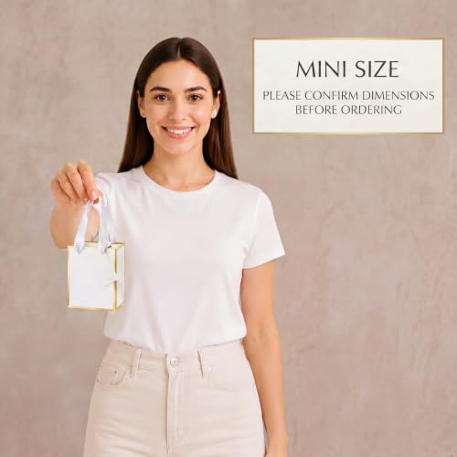 Yeaqee 100 Pcs Mini Paper Gift Bags with Handles Tag, White, Gold - Image 4