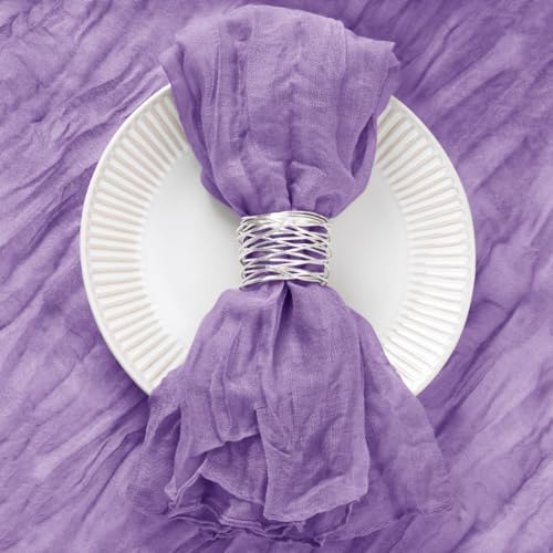 DeZerlor Purple Washable Cheesecloth Napkins Set of 50 for Wedding Party - Image 2