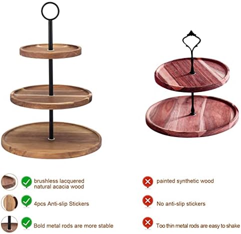 3 Tier Cupcake Stand, Wood Tiered Serving Tray Cupcake Tower, Serving Stand Display Dessert Cookie Candy Buffet Holder for Home Tea Party, Wedding, Farmhouse, Tea Party, Kitchen Decor - Image 5