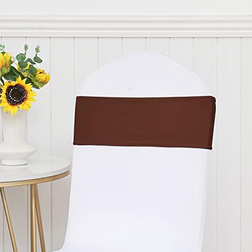 Stretch Spandex Chair Sashes for Wedding Reception Brown Chair Sashes Bands with Buckles, Chair Bows for Party Folding Chairs Celebration Ceremony Baby Shower Decorations (50, Brown) - Image 4
