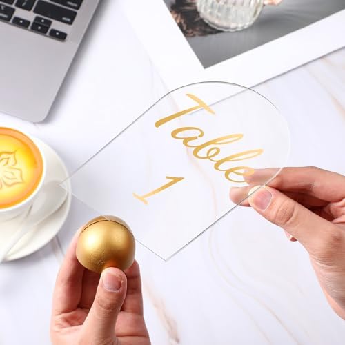 AceOrbit 30 Pack Acrylic Table Numbers 1-30 Gold with Stands,Arch - Image 5