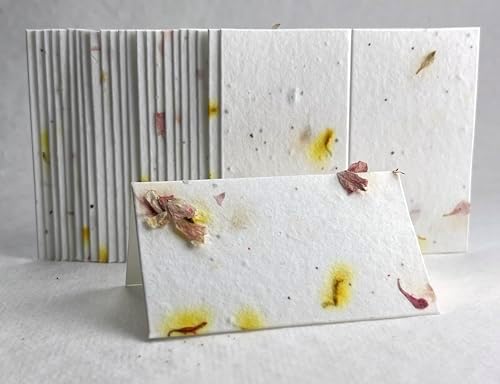 Of The Earth Handmade Paper - Wildflower Seed Paper Folding Escort Card - Place Card/Name/Gift - 3.5" x 4" - Set of 24 (37s Pink & Safflower) - Image 2