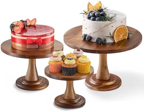 Tidita Set of 3 Size Wood Cake Stand Set, Easy To Assemble, Removable Tray by TIDITA