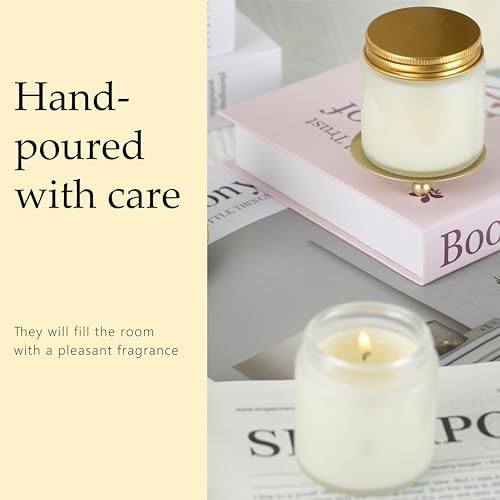 24 Pcs 4 Oz Mason Jar Candles, Vanilla Scented Soy Candles Bulk Set for Stress Relief and Relaxation, Great Favors for Wedding, Christmas, Housewarming Gifts (Gold,Frosted Glass, Vanilla, 24) - Image 5
