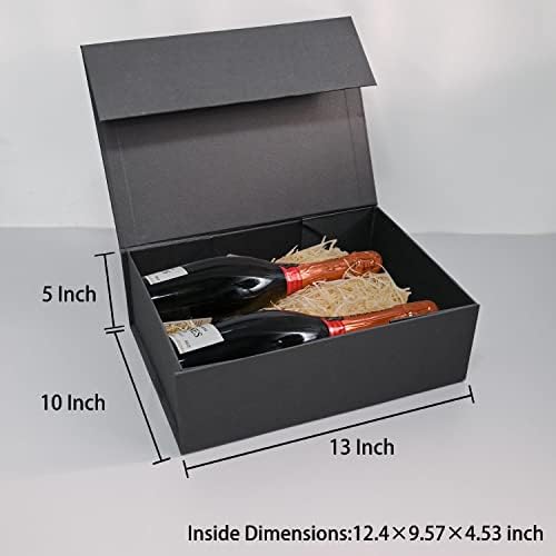 5 Pack 13.5x10x4" Black Magnetic Gift Boxes Bulk with Ribbon&Cards&Filler - Image 4