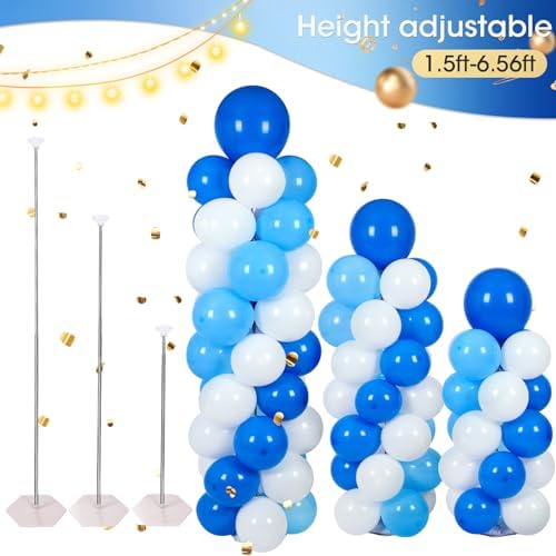 Balloon Column Stand with 102 Balloons, Balloon Column Kit Set of 2, Metal Balloon Tower Stand with Base for Floor, Height Adjustable from 1.57 to 7 Ft, For Party Decorations - Image 4