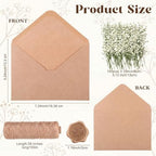 Jetec 50 Set Rustic Wedding Invitation Kits, 5 x 7 Inch Blank Kraft Envelope& Cards, Gold Wax Seals Stickers, Dried Baby's Breath Flowers & Rope, DIY Invitation Accessories for Wedding Bridal Shower - Image 2