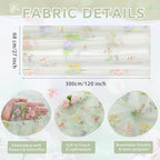 Floral Gauze Table Runner Green 10ft Embroidery Tulle Spring Wildflower - Image 6