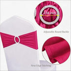 Pack of 50 Spandex Fuchsia Chair Sashes Bows Chair Bands Silver Buckles - Image 4