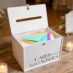 Large Wedding Card Box with Lock & Slot, Elegant White Wedding Card Boxes for Reception Money Gift Envelope Cards, DIY Gift Cards Box for Party Engagement Baby Bridal Shower Table Decor - Image 4