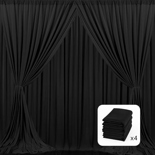 MEETSKY 4 Panels Black Backdrop Curtain for Halloween Party Wedding Ceremony 20ftx 10ft Photo Backdrop Drapes Fabric Backdrop Curtain Rod Pocket Decoration Birthday Party for Boys Men, 5ft x 10ft - Image 3