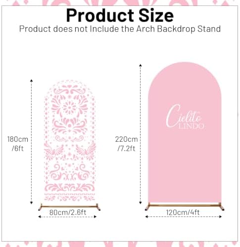 Pink Cielito Lindo Arch Backdrop Cover, HYMENEX 6ft and 7.2ft Mexican Arch Backdrop Cover for Cielito Lindo Party Decorations Mexican Talavera Wedding Bridal Baby Shower Party Supplies - Image 2