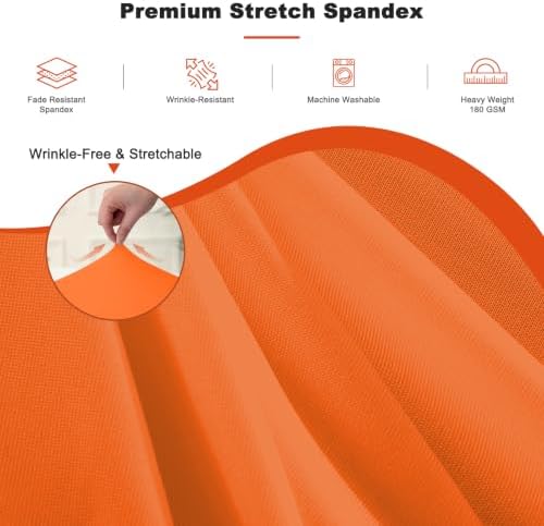 GALLETY 4 Pack Orange Spandex Round Tablecloth 60 Inch for 5 FT Circle Tables, Reusable Fitted Stretch Round Table Cloths for Fall Thanksgiving, Halloween, Birthday, Wedding and Autumn Party - Image 2