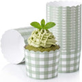 300 Pcs Green Gingham Cupcake Liners, Standard Scalloped Baking Cups, Greaseproof Muffin Wrappers Dessert Bowls, Dessert Ice Cream Candy Cups for Birthday Baby Shower Party Supplies by Unknown