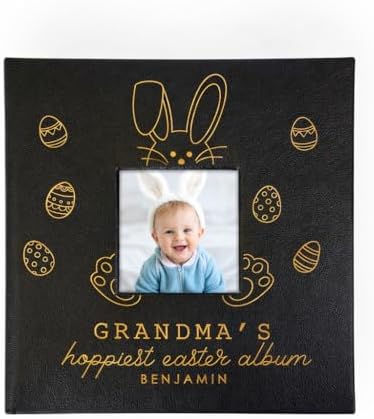 Engraved Personalized Baby's First Easter Leatherette Photo Album, Holds 200 4" x 6" Photos by GiftsForYouNow