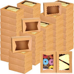TaoBary 100 Pcs Cookie Bakery Boxes with Window 8x6x2.5,2 Style Bake, Kraft by TaoBary