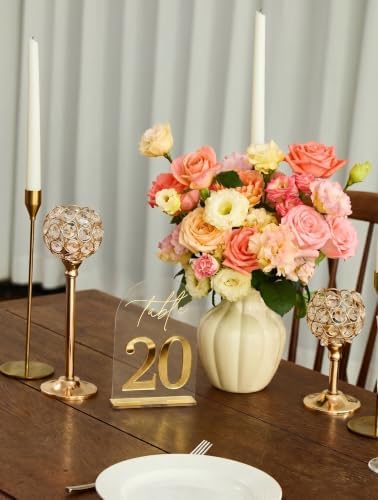Ourholiday Crystal Clear Acrylic Wedding Table Numbers 21-40 Set, Self-Standing Modern Arched Wedding Signs for Reception Seating, Anniversary & Bridal Shower, Elegant Wedding Decor (5x7 Inches) - Image 7