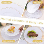 LIYH 120 Pcs White Scalloped Plastic Plates, Gold Disposable Party Plates - Image 4