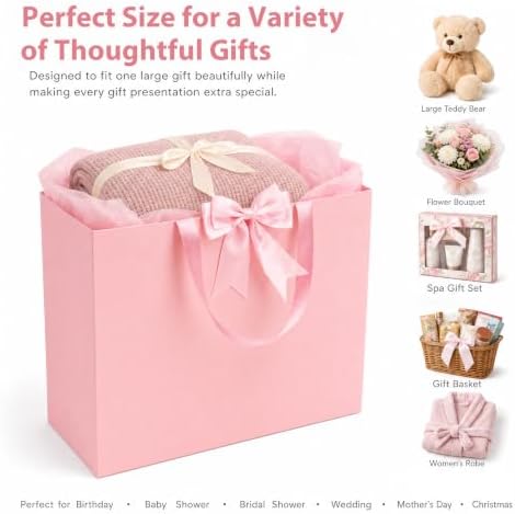 Catlovecorn 20 Pack Large Pink Gift Bags, 16.5 x 5.5 x 12.6 In - Image 5