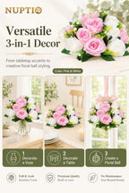 NUPTIO Pink & White Flower Balls: Artificial Rose Centerpieces for Tables - Image 3