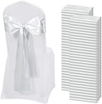 60 PCS Silver Satin Chair Sashes, 7 x 108 Inch by REWOMC