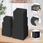 6Pcs Black Buffet Risers Set (Size 5",6",7",8",9",10"),Food Risers for Buffet Table Display Stand Shelf for Party Catering Dessert Collectibles Acrylic Cube Boxes Display with Hollow Bottoms - Image 4