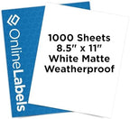 OnlineLabels 8.5" x 11" Sticker Paper - Waterproof Matte - Inkjet Only by OnlineLabels