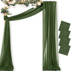 Sheer Gauze Wedding Arch Draping Fabric 29" x 20 FT 4 Panel Moss Green by MLMC
