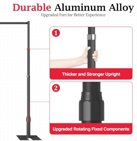 EMART 10x10ft Heavy Duty Backdrop Stand Frame with Adjustable Pipe，Black - Image 4