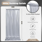 10x10FT Silver Sequin Backdrop Curtain for Party - 2 Panels 5x10FT Wrinkle-Free Shimmer Drapes for Birthday, Wedding, Christmas, Decorations & Photography - Image 6