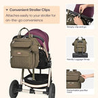 BabbleRoo Diaper Bag Backpack, Multifunction Nappy Changing Bag with Changing Pad, Stroller Straps & Pacifier Case, Unisex Stylish Travel Back Pack for Moms & Dads - Army Green - Image 6