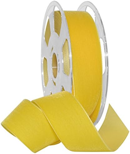 Morex Ribbon 01240/10-573 Nylvalour Velvet Nylon Ribbon, 1-1/2" by 11 yd, Yellow by MorexRibbon