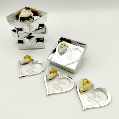 Wedding Favor Guest Bulk Magnet Gold Heart, Sets of Party Favors, Gold Heart Acrylic Bridal Shower Favors, Party Favor for Attendee (Silver Heart Magnet, Set of 50) - Image 6