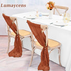 50 PCS Cheesecloth Chair Sashes Bows Wedding Aisle Decorations Chair Ribbon Ties Back Sash for Wedding Party Events Banquet Chair Cover Decoration (Terracotta) - Image 5