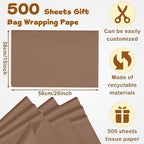500 Sheets Brown Tissue Paper Bulk 15 x 20 Inch for Fall Harvest Gift Bags - Image 2