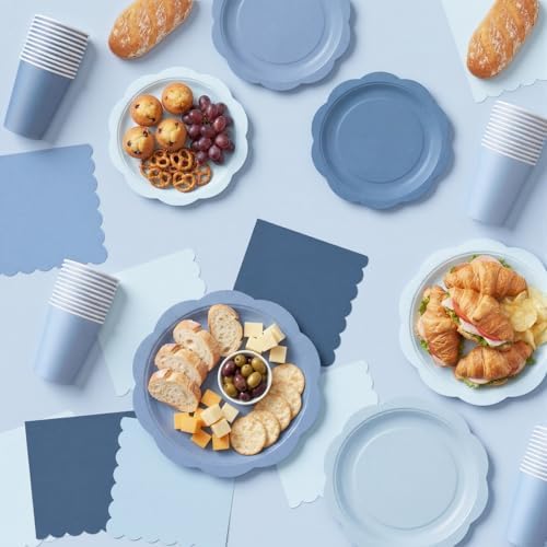 Potchen 392 Pcs Dusty Blue Gradient Party Supplies Tableware Set Serves 48 - Image 6