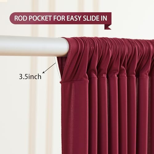 Burgundy Backdrop Curtain 10 Panels-Wrinkle-Free Burgundy Curtains Polyester Photography Drapes for Baby Shower Birthday Party Photo Background Backdrop Stand- 40 X10FT - Image 5