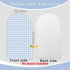 Checkered Gingham Arch Backdrop Cover 7.2ft Blue and White Plaid - Image 3